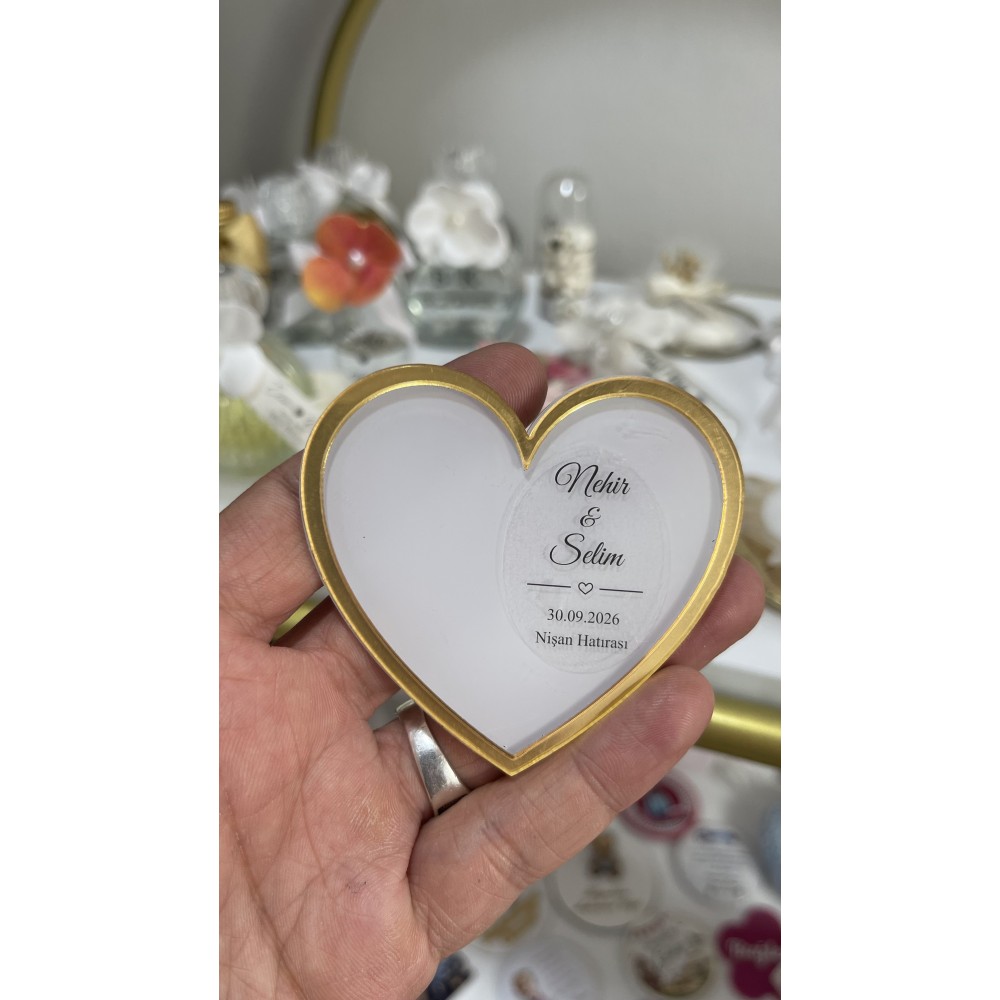Söz, Kına, Nişan Hatırası Kalp Magnete Uygun Şeffaf Etiket 2,5x3 cm 140 Adet