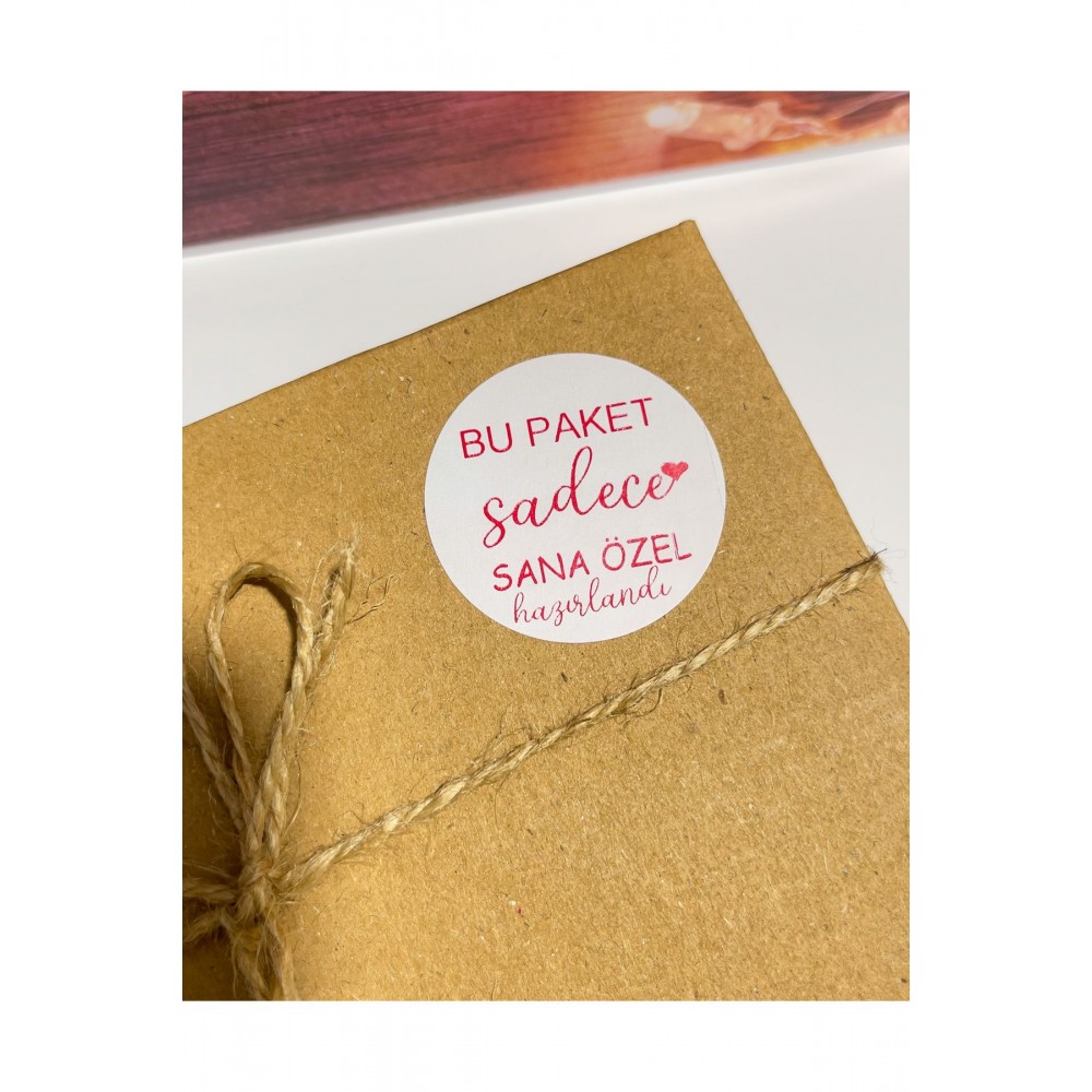 Bu Paket Sadece Sana Özel Hazırlandı Kırmızı Yuvarlak Yapışkanlı Etiket 5x5 cm 100 Adet