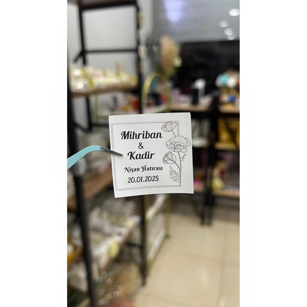 Söz, Kına, Nişan, Çikolata Etiketi 3,5x3,5 cm 70 Adet - ARLetikettasarım