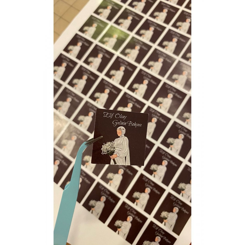 Gelin Bohçası Etiketi Kare 4x4 cm 54 Adet - ARLetikettasarım