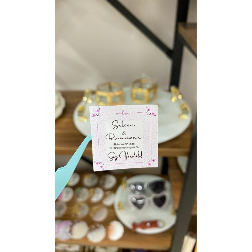 Söz, Kına, Nişan Çikolata Etiketi 3,5x3,5 cm 70 Adet - ARLetikettasarım