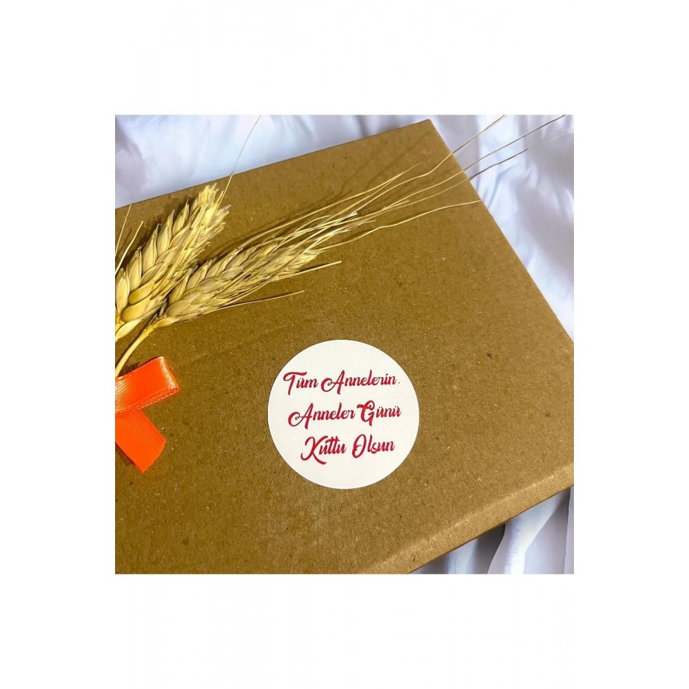 Anneler Günü Kırmızı Yazılı Yuvarlak Yapışkanlı Etiket 5x5 cm 100 adet