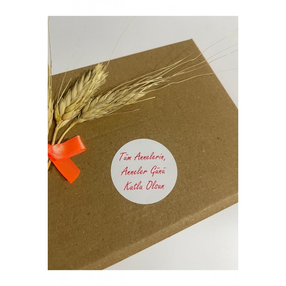 Anneler Günü Kırmızı El Yazılı Yuvarlak Yapışkanlı Etiket 5x5 cm 100 adet