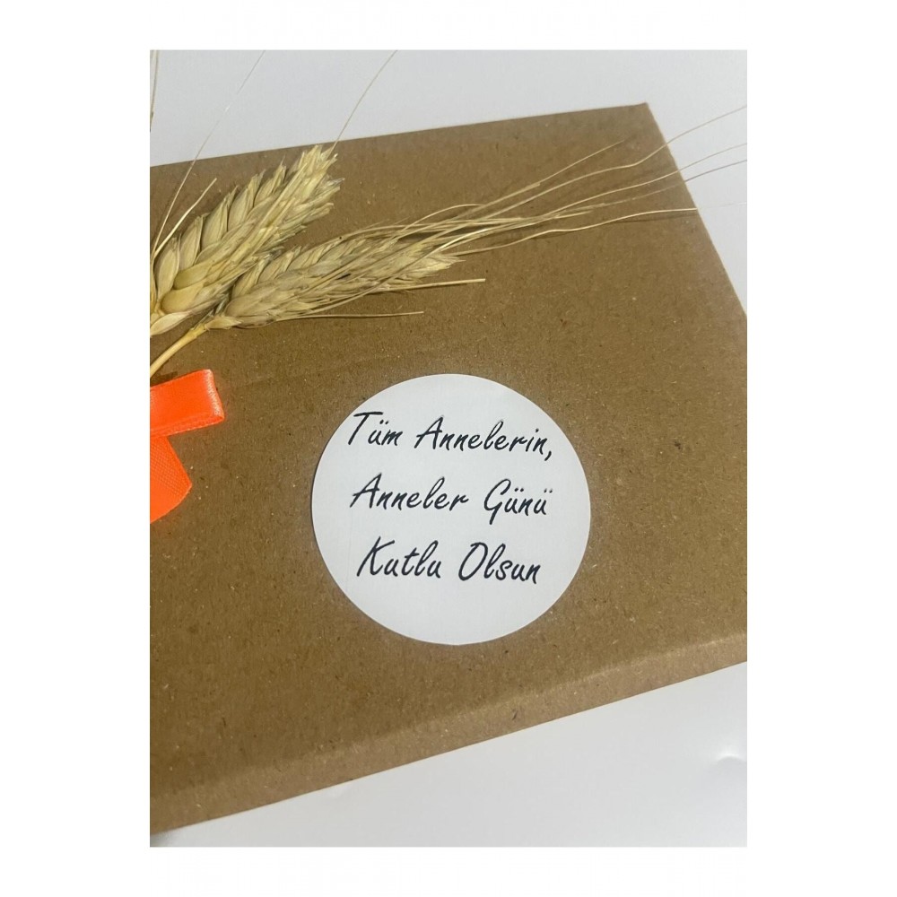 Anneler Günü Siyah El Yazılı Yuvarlak Yapışkanlı Etiket 4x4 cm 120 adet