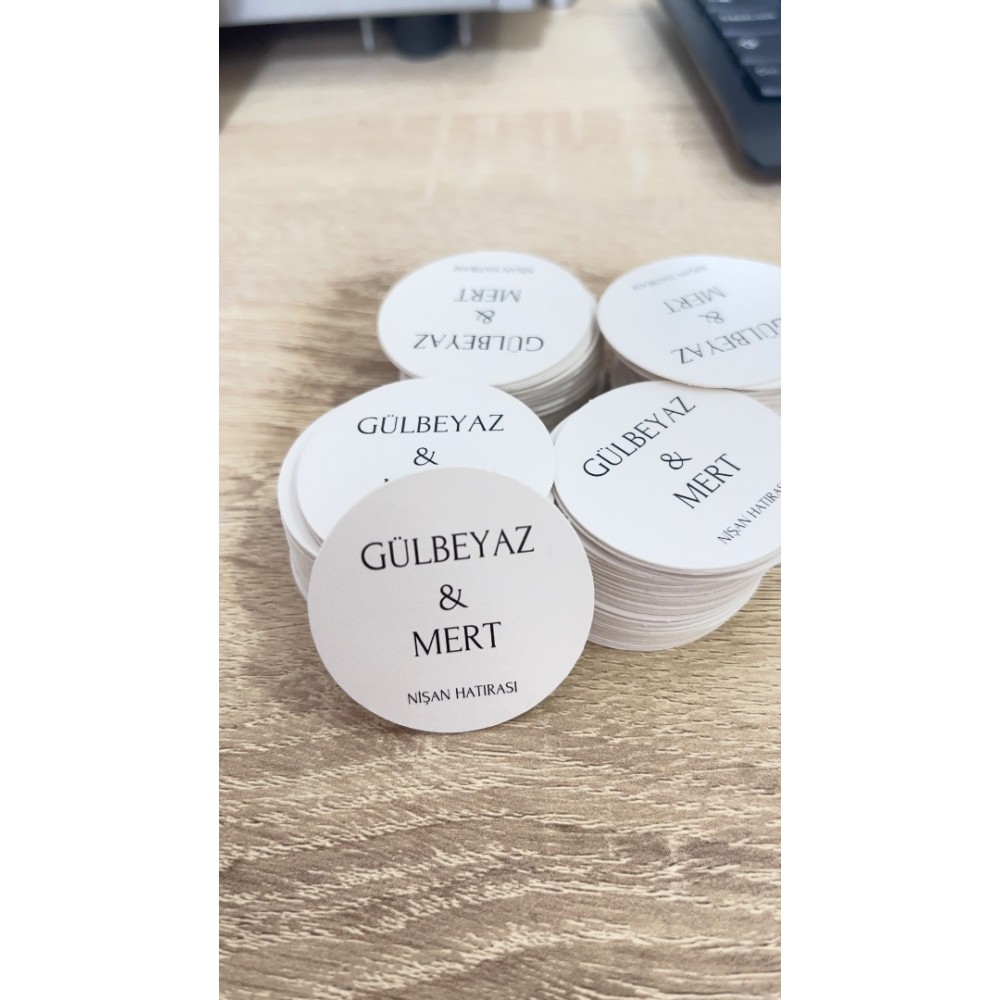 Söz Kına Nişan Hediyelik Kartı Yuvarlak 5x5 cm - 50 Adet