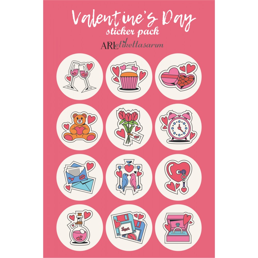Valentines Day Sticker Pack 48 Adet
