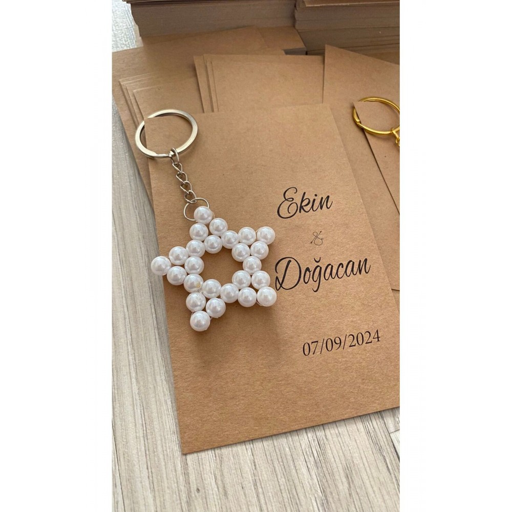 Yıldız Anahtarlıklı Kraft Kartlı hediyelik Set 25 Adet