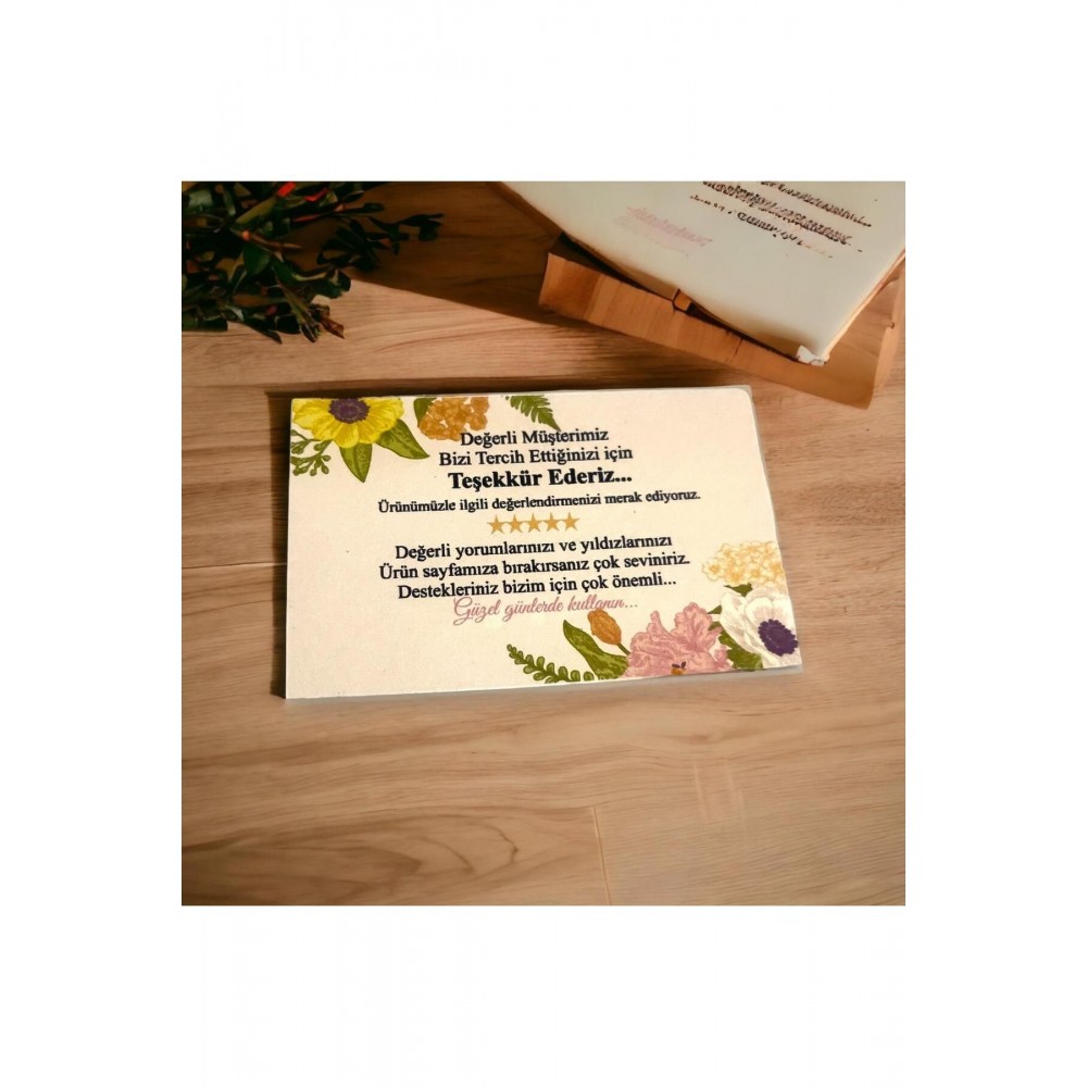 E-Ticaret Teşekkür Kartı Çiçekli 5x8 cm 100 Adet