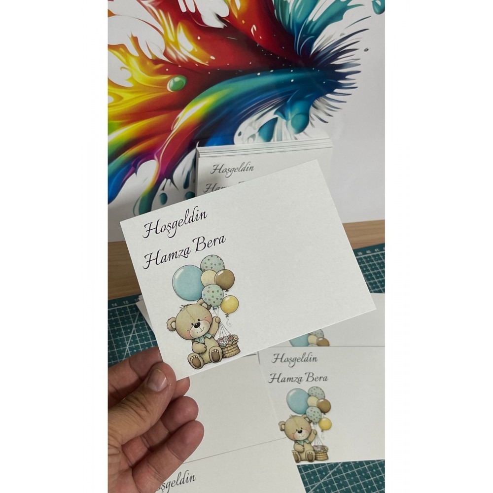 Yenidoğan Hediyelik Kart 8x12 Cm 63 Adet -