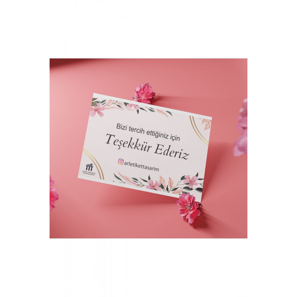 Kişiye Özel E-ticaret Teşekkür Kartı 5x8 Cm 100 Adet - Kadın Girişimci Amblemli -