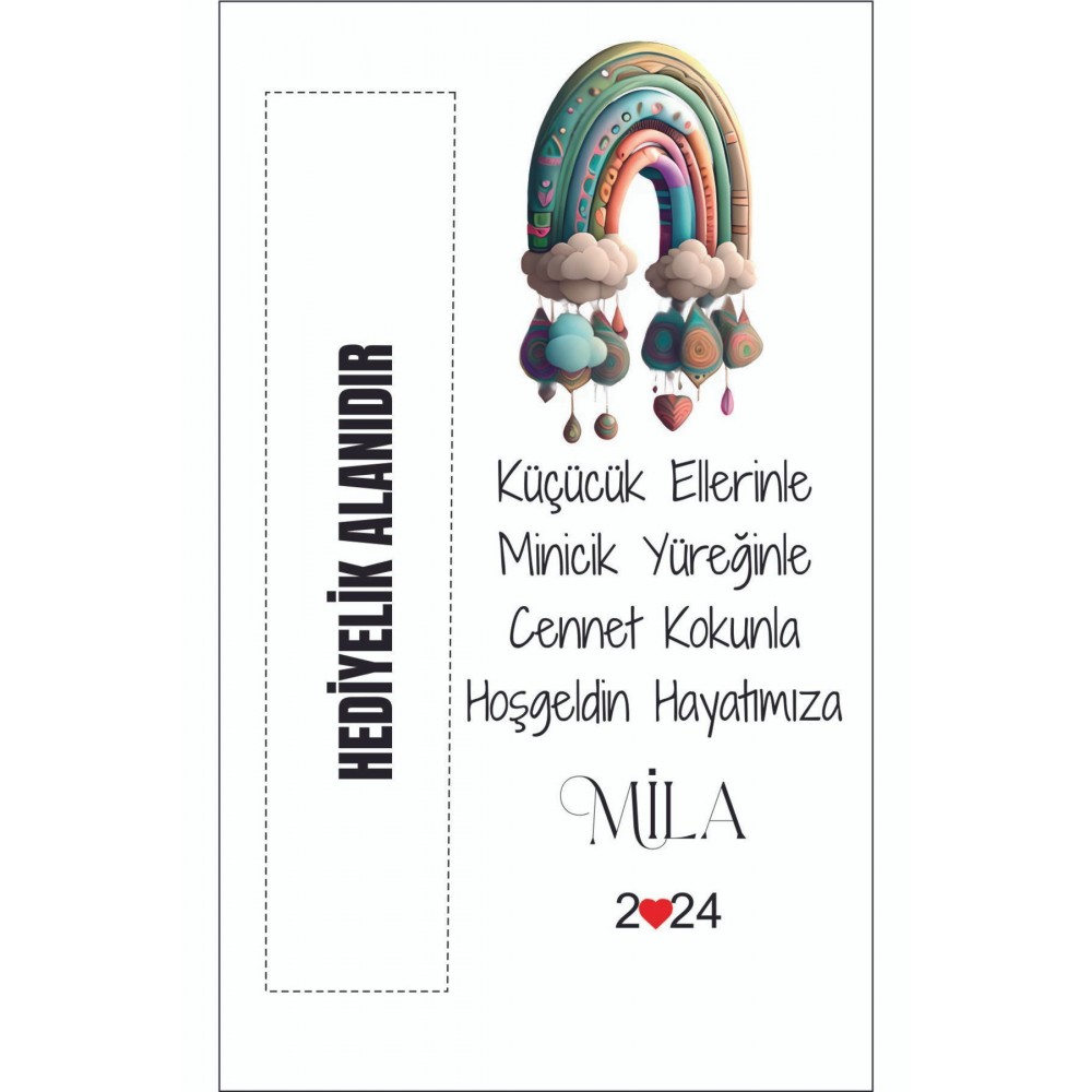 Kişiye Özel Hediyelik Yenidoğan Kartı 9x15 Cm 98 Adet