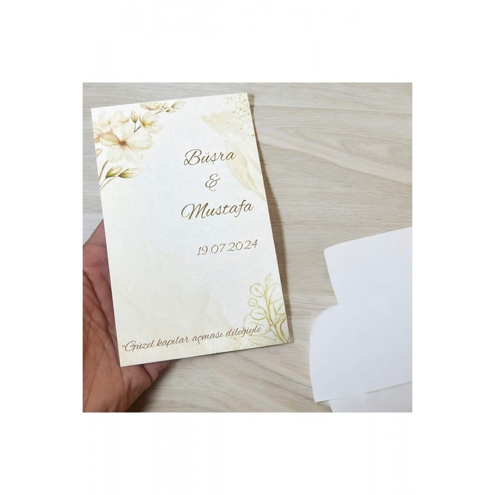 Güzel Kapılar Açması Dileğiyle Yazılı Nişan, Düğün, Kına Anahtarlık Kartı 9,5x15 cm 49 Adet