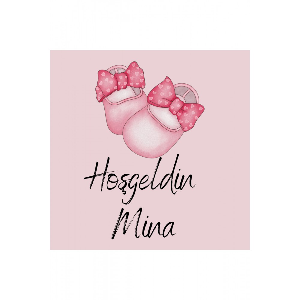 Pembe yenidoğan çikolata Etiketi 3,8x3,8 cm 53 Adet