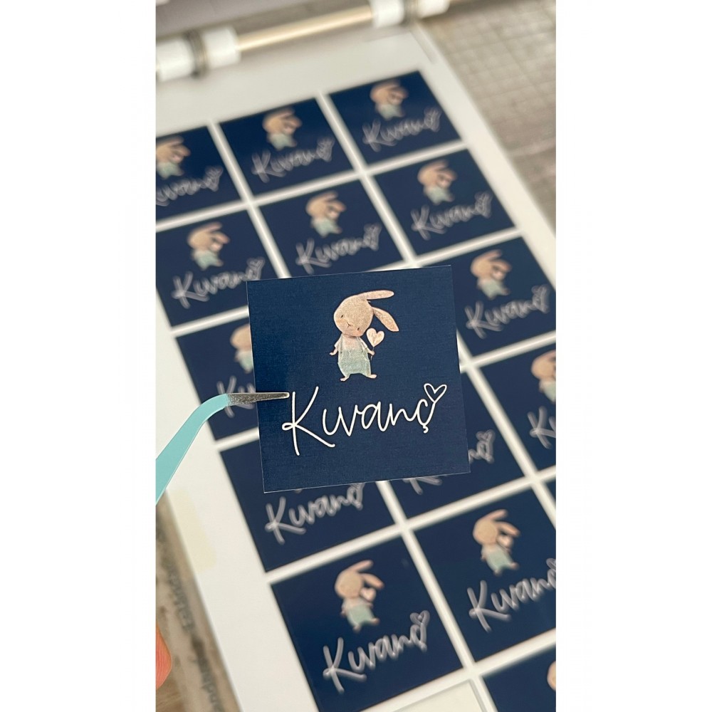 Yenidoğan Çikolata Etiketi Tavşanlı Model 3,5cm 88 Adet - ARL