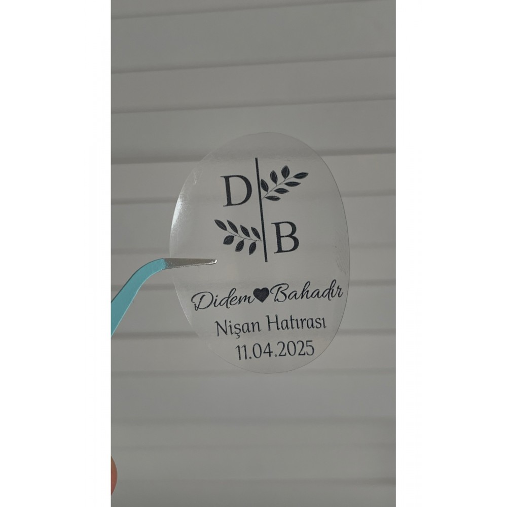 Nikah Hatırası Şeffaf Etiket 4x5 cm 52 Adet nişan,nikah organizasyon