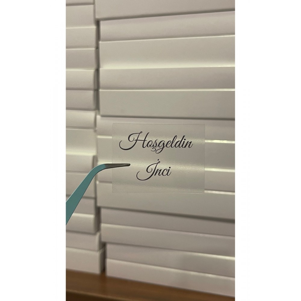 Şeffaf Etiket Hoşgeldin Yazılı kişiye özel 50 Adet 5x4 cm - Ar Etiket Tasarım