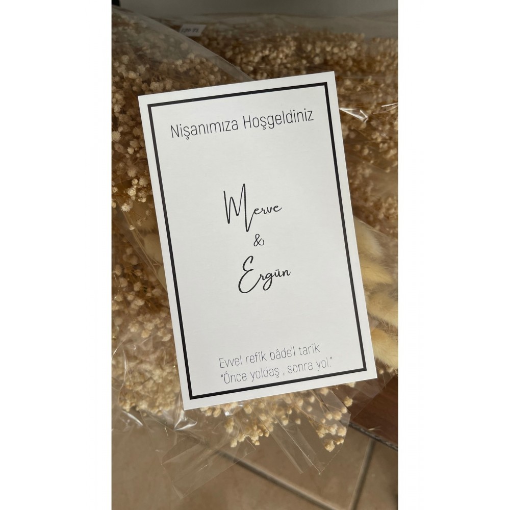 Nişan Kartı Davetiyesi Siyah Çerçeveli 9,5x15 Cm 49 Adet - Arletikettasarım