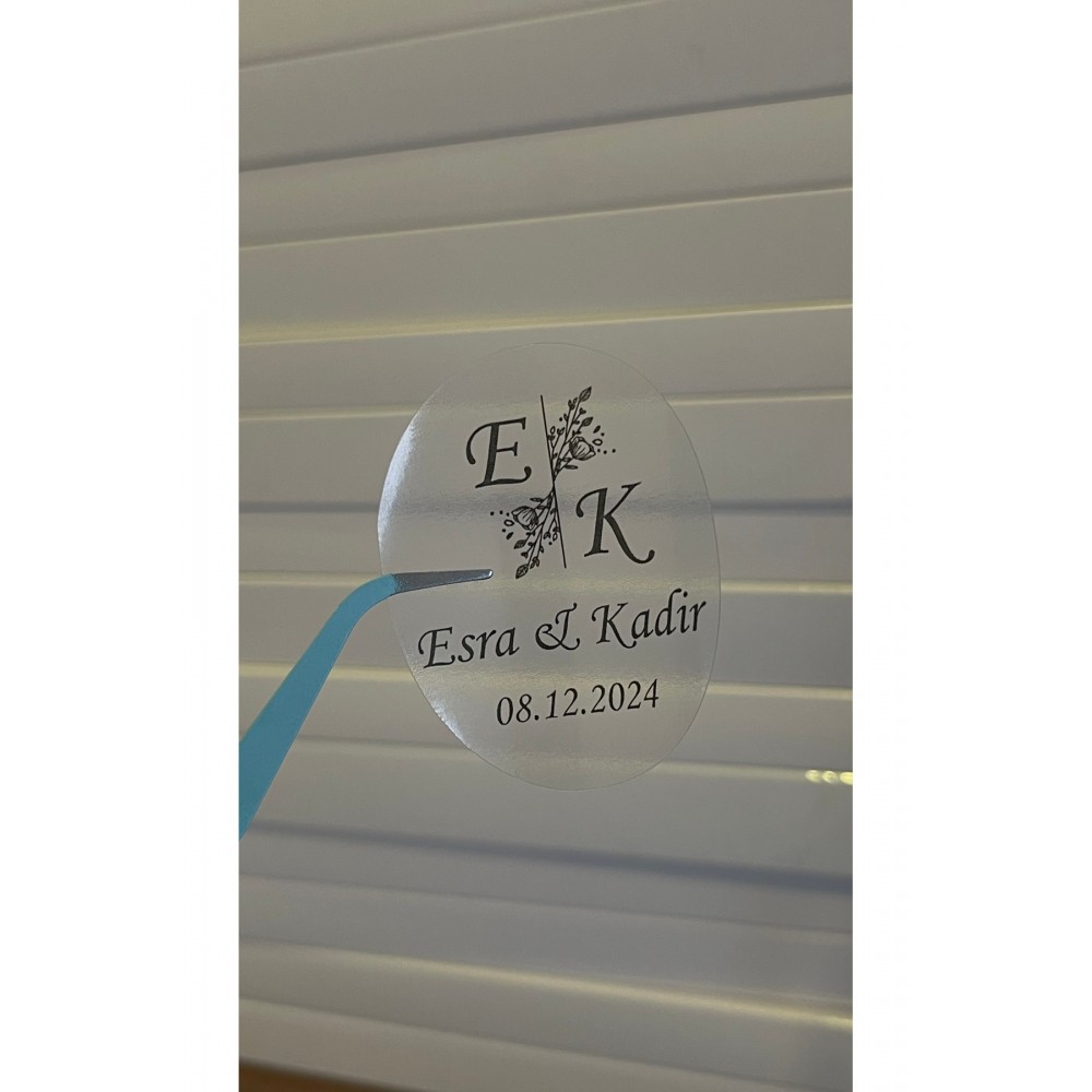 Şeffaf Etiket 4x5 cm 21 Adet Söz, Nişan, Kına, Düğün Organizasyon Epoksi, Pleksi Etiketi