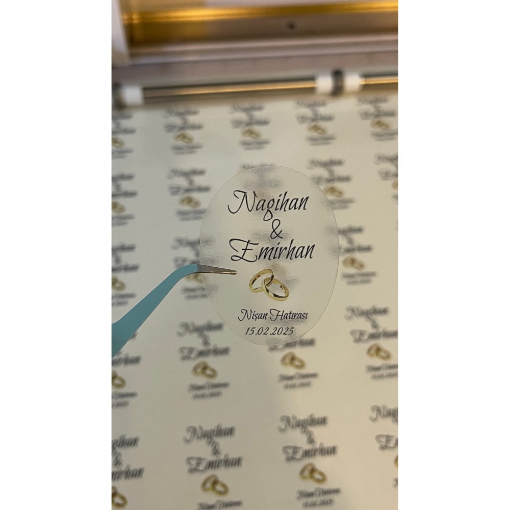 Nişan Hatırası Şeffaf Etiket 4x5 Cm 42 Adet - Epoksi, Pleksi Etiketi