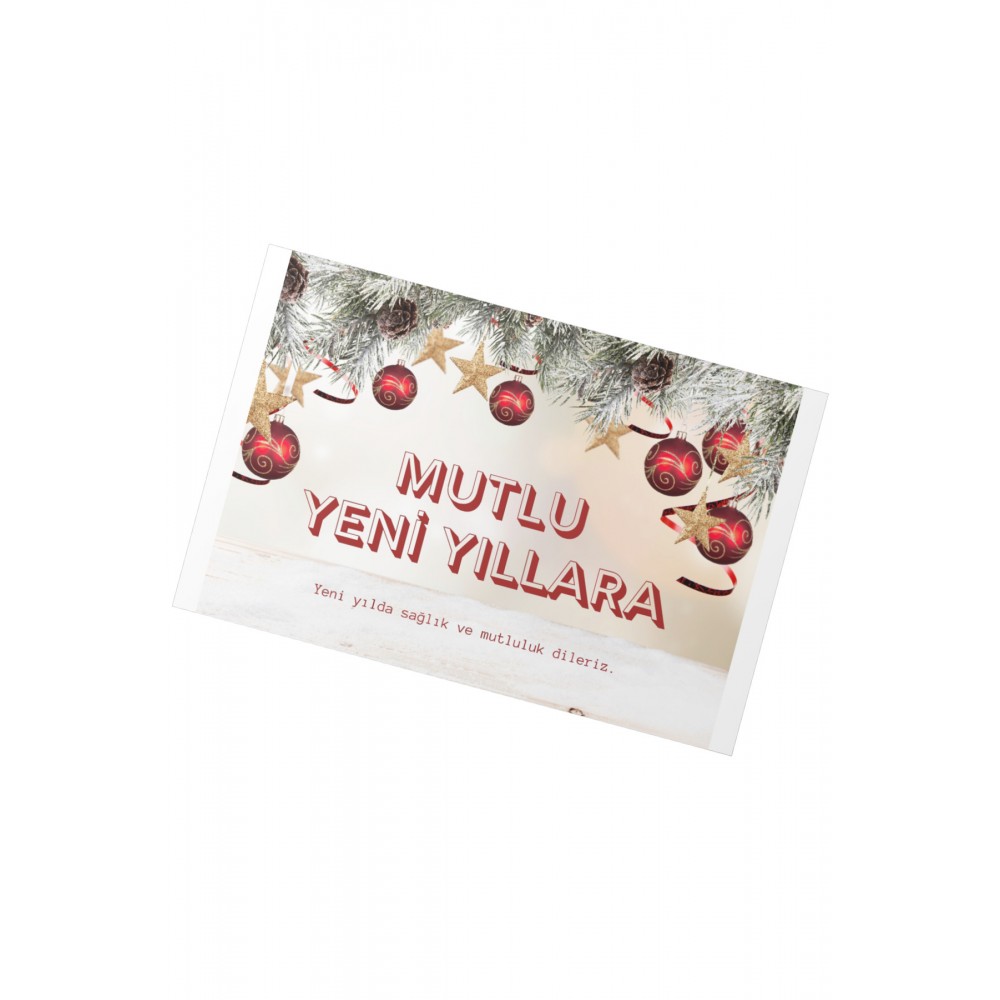 Yeni Yıl Kartı Mutlu Yeni Yıllara Yazılı 5x8 cm 100 Adet
