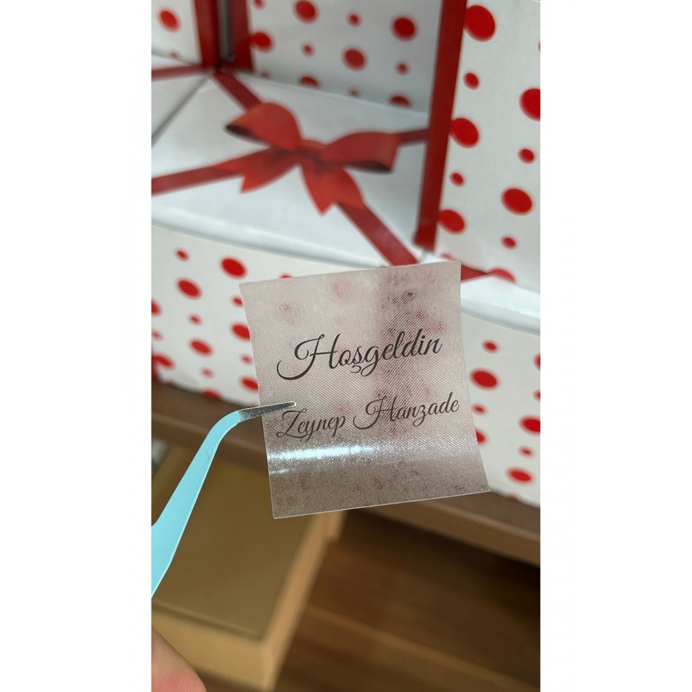 Şeffaf Etiket Yenidoğan Mika Kutu Ve Kolonya Şişe Etiketi 3,5x3,5 Cm 88 Adet - ARL