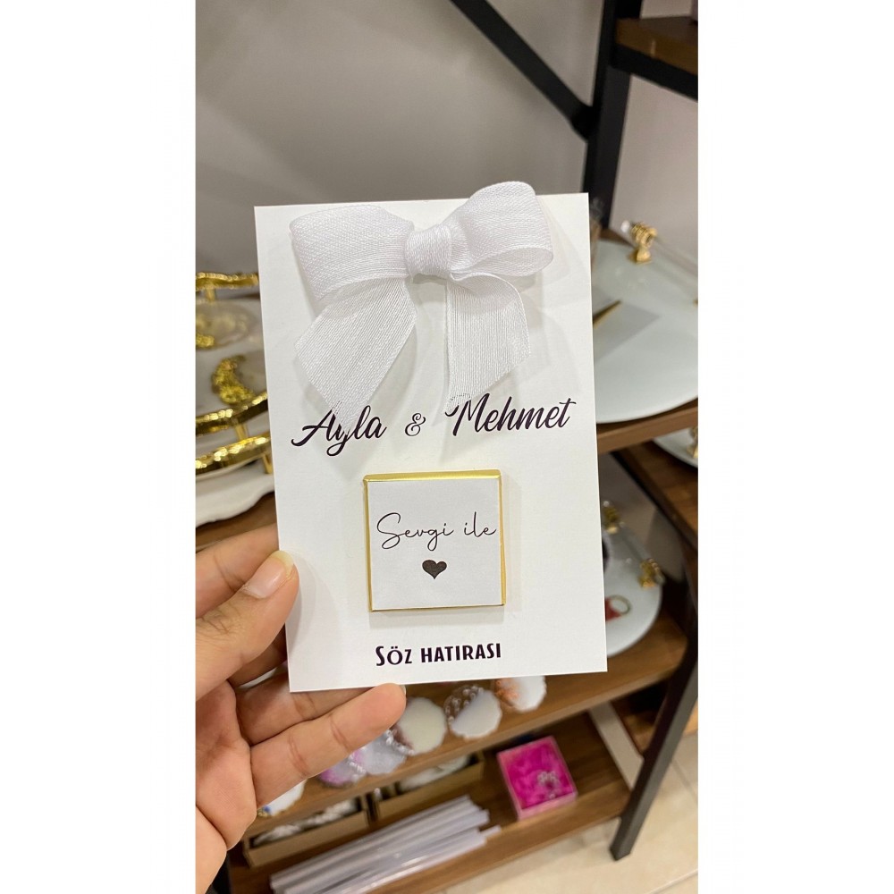 Söz Hatırası Seti çikolatalı, Kurdeleli, Kartlı 25 Adet