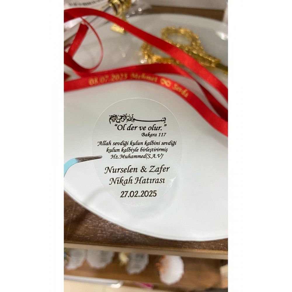 Nişan, Nikah Hatırası Şeffaf Etiket 4x5 Cm 42 Adet -