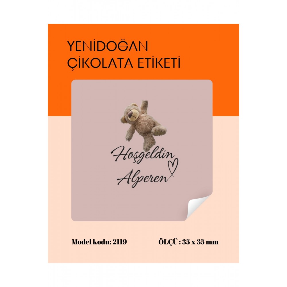 Yenidoğan Çikolata Etiketi 3,5 x 3,5 cm 70 Adet - ARL2119