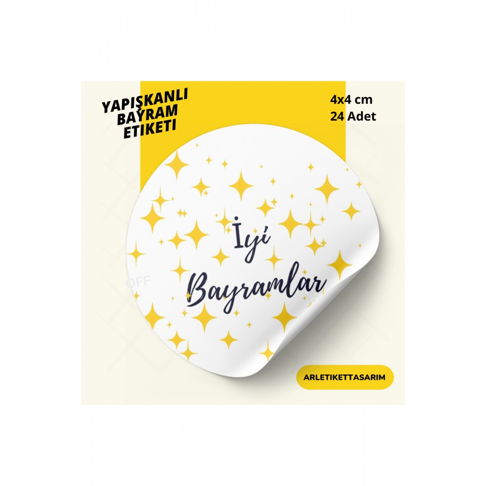 İyi Bayramlar Etiketi 4x4 Cm 24 Adet -