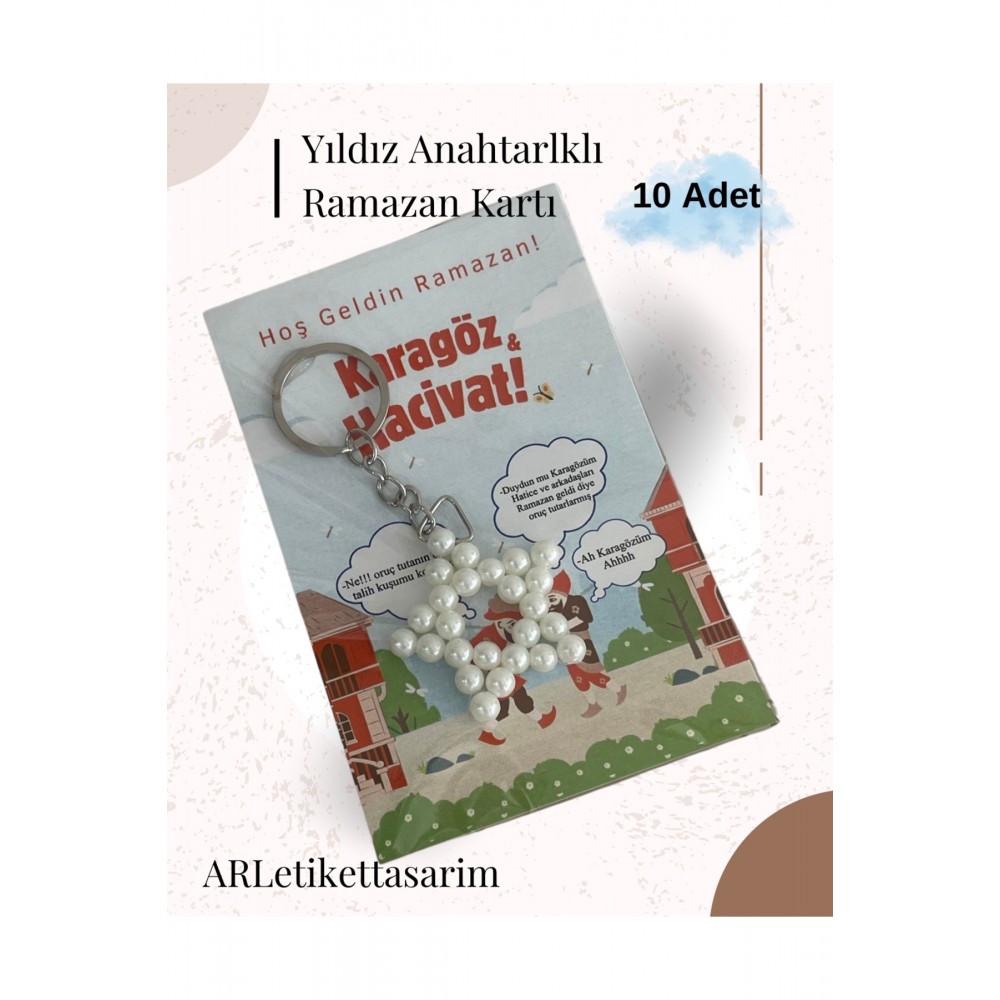 Yıldız Anahtarlıklı Ramazan Kartı 10 Adet - Arl-ramazan-kartı