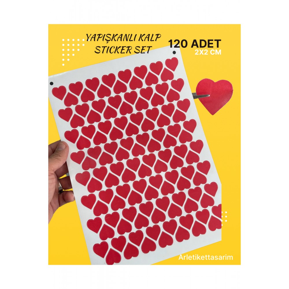 Kalp Sticker 2x2 cm 120 Adet - Arl-kalp-120