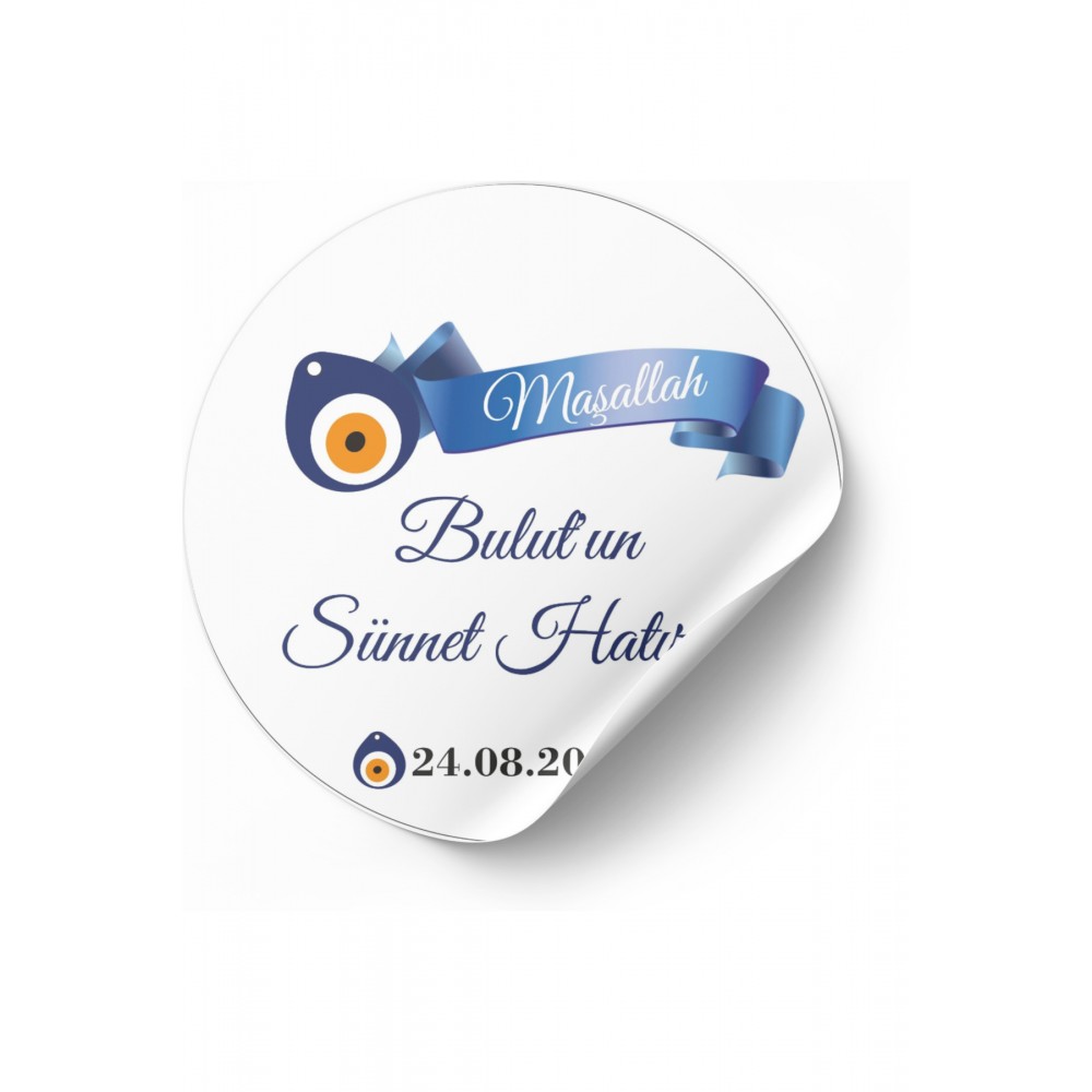 Sünnet Hatırası Yuvarlak Etiket 5x5 Cm 120 Adet