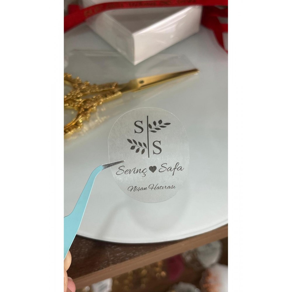 Şeffaf Etiket 4x5 cm 42 Adet Söz,kına,Nişan,Düğün - ARLetikettasarım