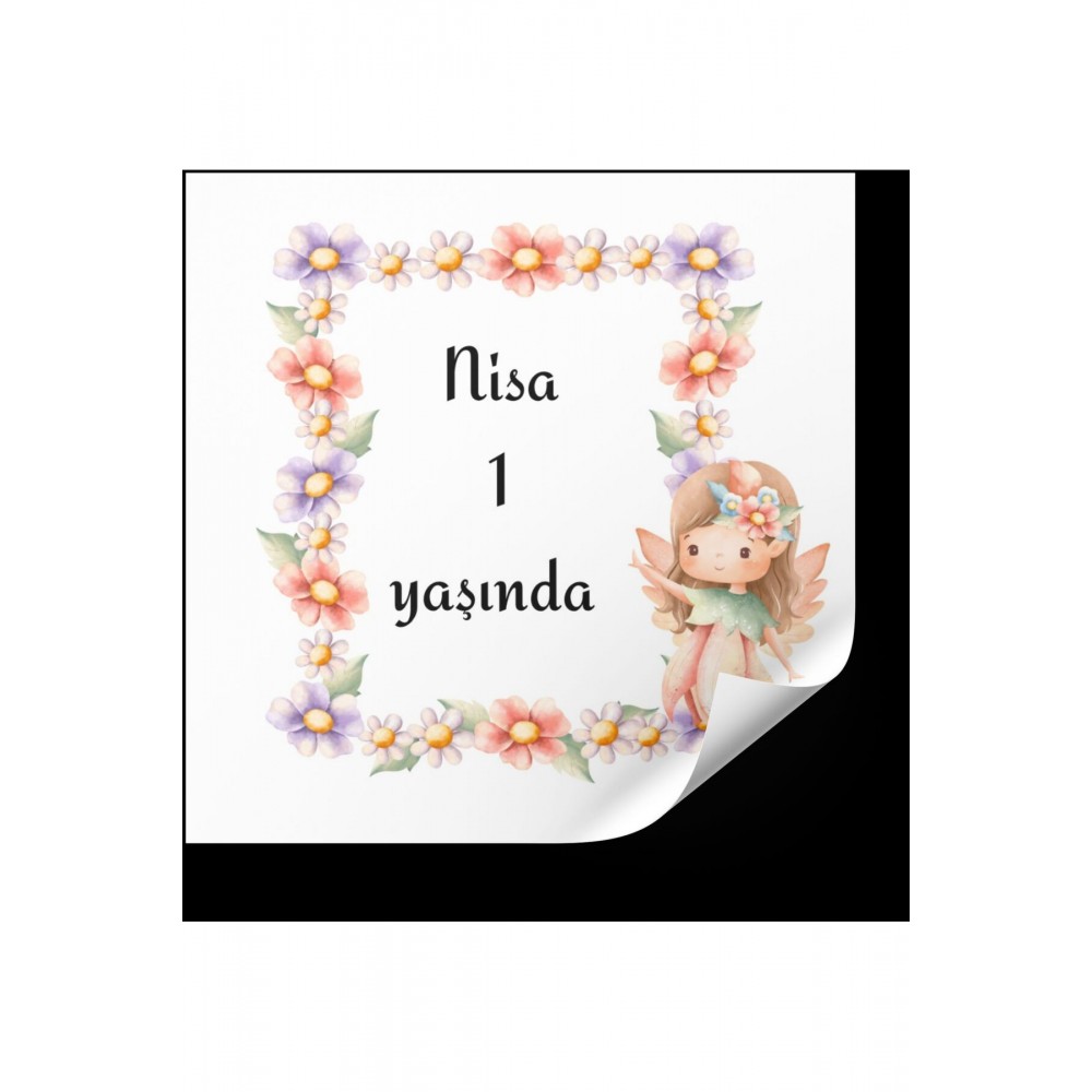 Doğum Günü Çikolata Etiketi Peri Kızlı 3,5x3,5 cm 70 Adet -ARLetikettasarım