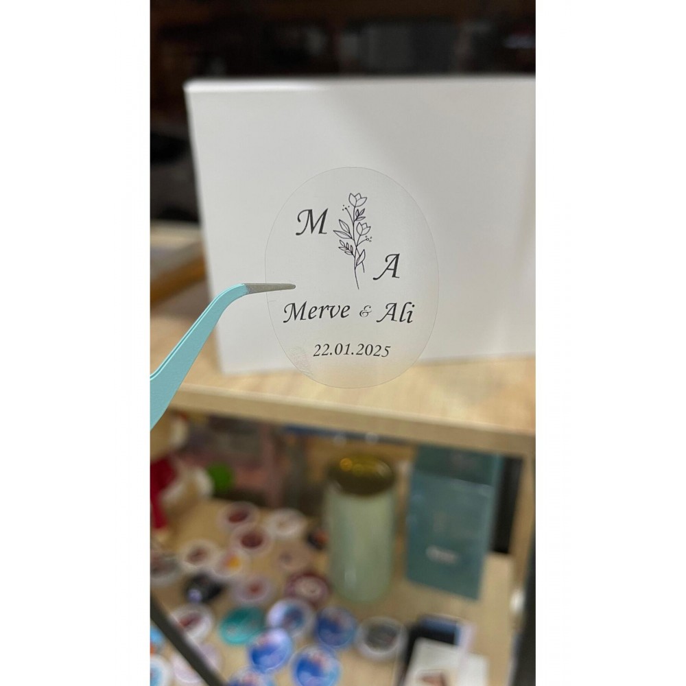 Şeffaf Etiket 4x5 cm 42 Adet Söz,kına,Nişan,Düğün - ARLetikettasarım