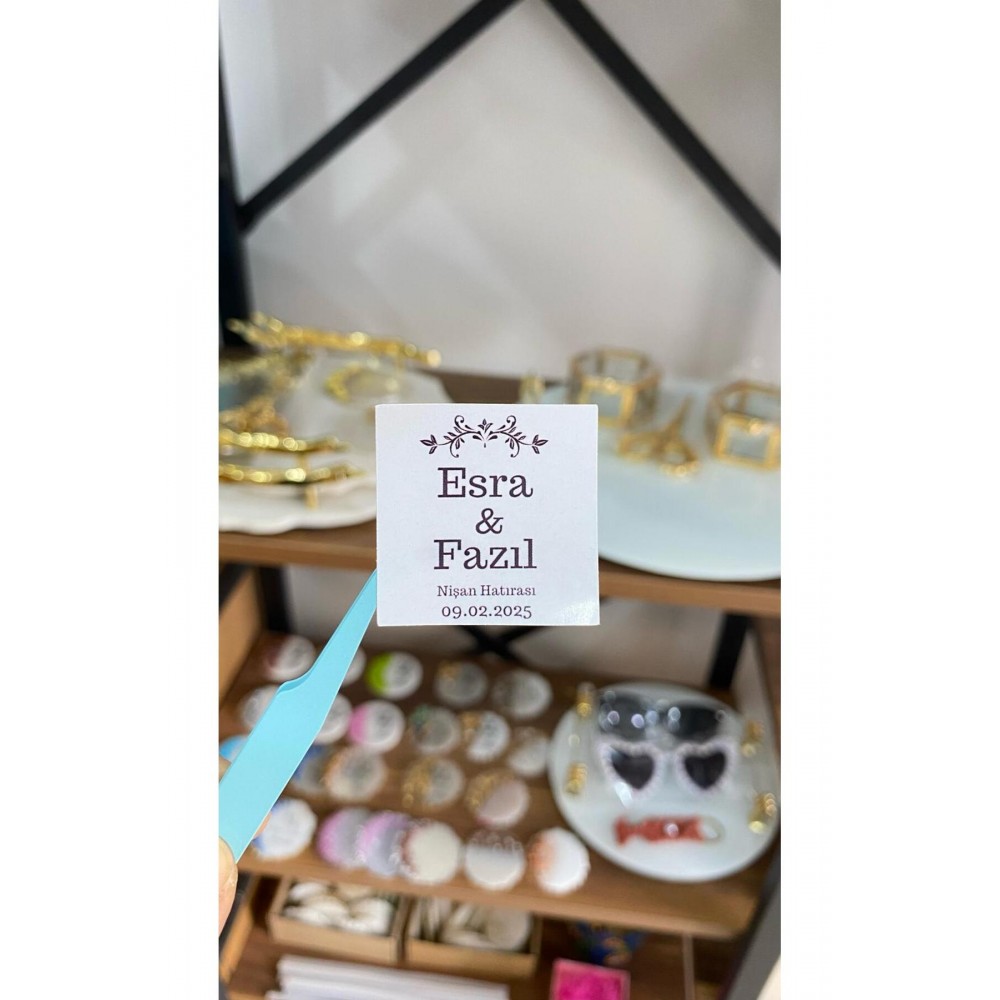 Söz, Kına, Nişan Çikolata Etiketi 3,5x3,5 cm 70 Adet - ARLetikettasarım