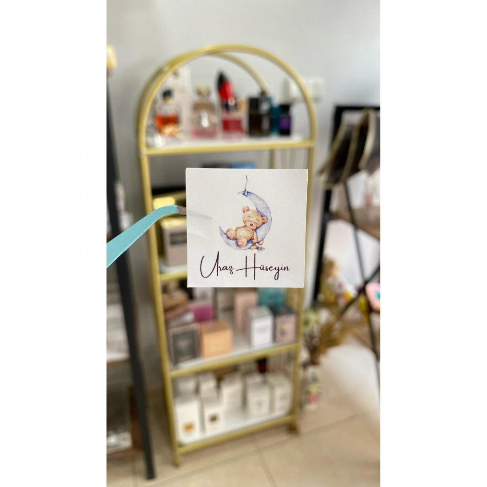 Yenidoğan Çikolata Etiketi Uyuyan Ayıcıklı 3,5x3,5 cm 88 Adet Kişiye Özel - ARLetikettasarım