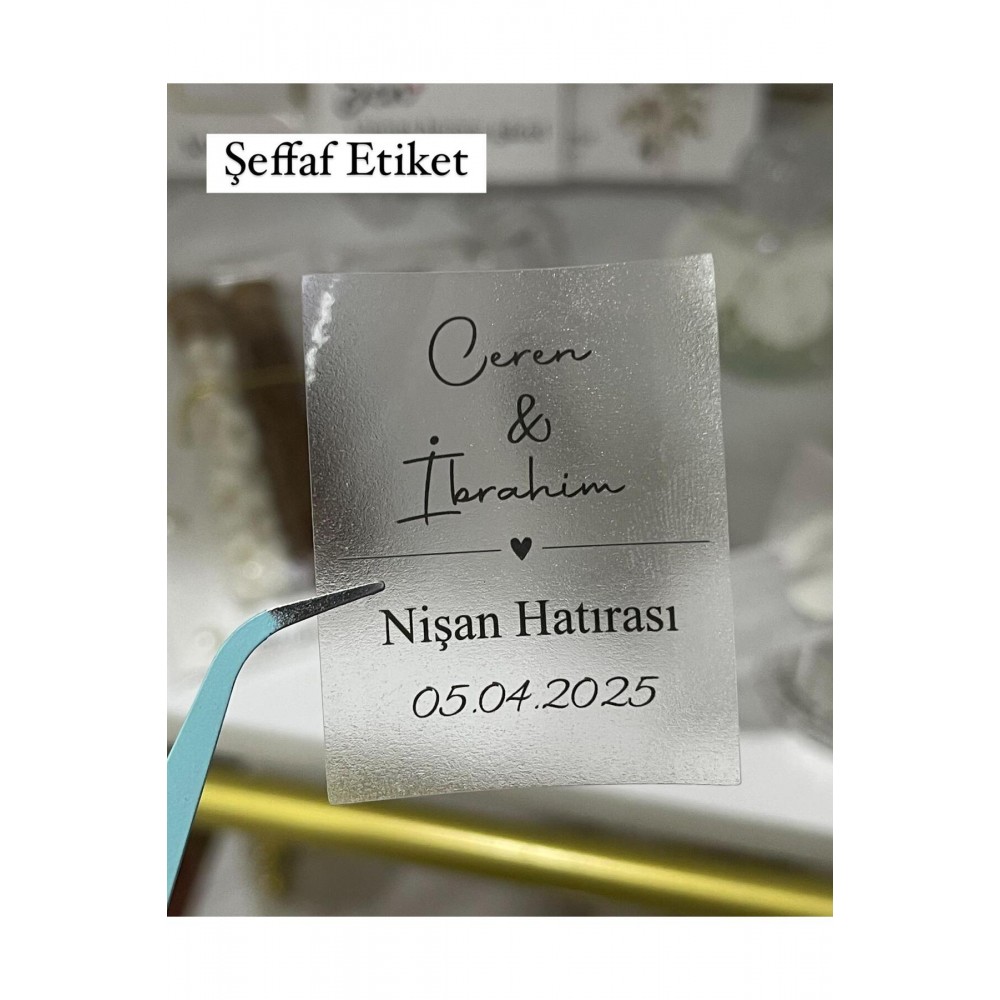 Şeffaf Etiket 4x5 cm 42 Adet Söz,kına,Nişan,Düğün