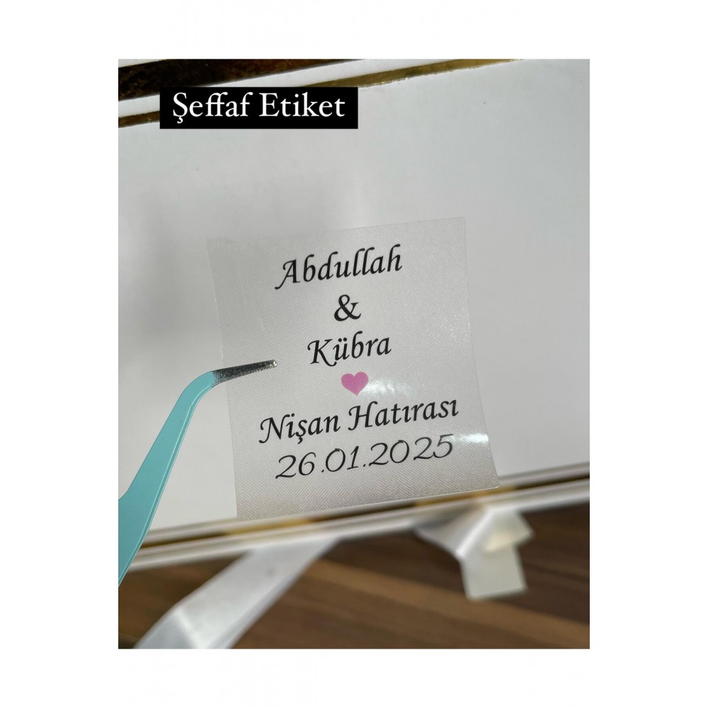 Şeffaf Etiket 4x5 cm 42 Adet Söz,kına,Nişan,Düğün - ARLetikettasarım