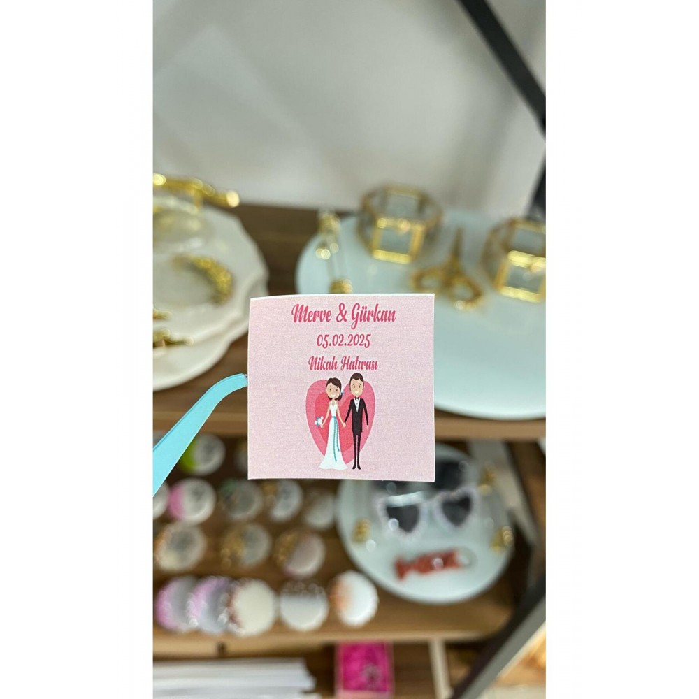 Söz, Kına, Nişan Çikolata Etiketi 3,5x3,5 cm 70 Adet - ARLetikettasarım