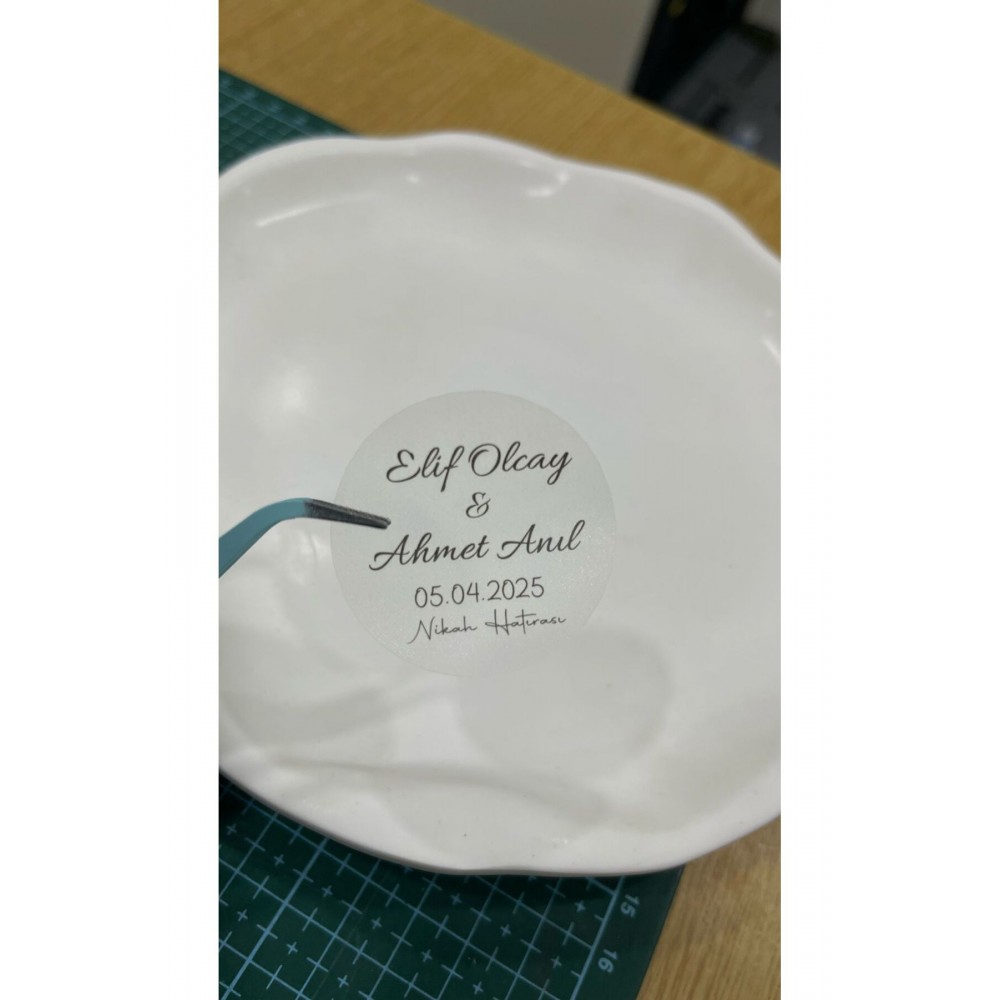 Şeffaf Etiket Yuvarlak 4x4 cm 54 Adet Söz,kına,Nişan,Düğün - ARLetikettasarım