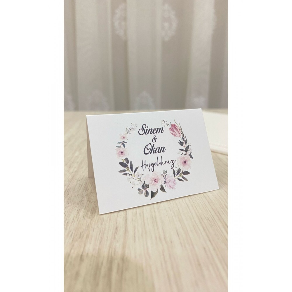 Söz, Kına, Nişan, Düğün Bükmeli Masa Kartı 8x10 cm 25 Adet - Arletikettasarım