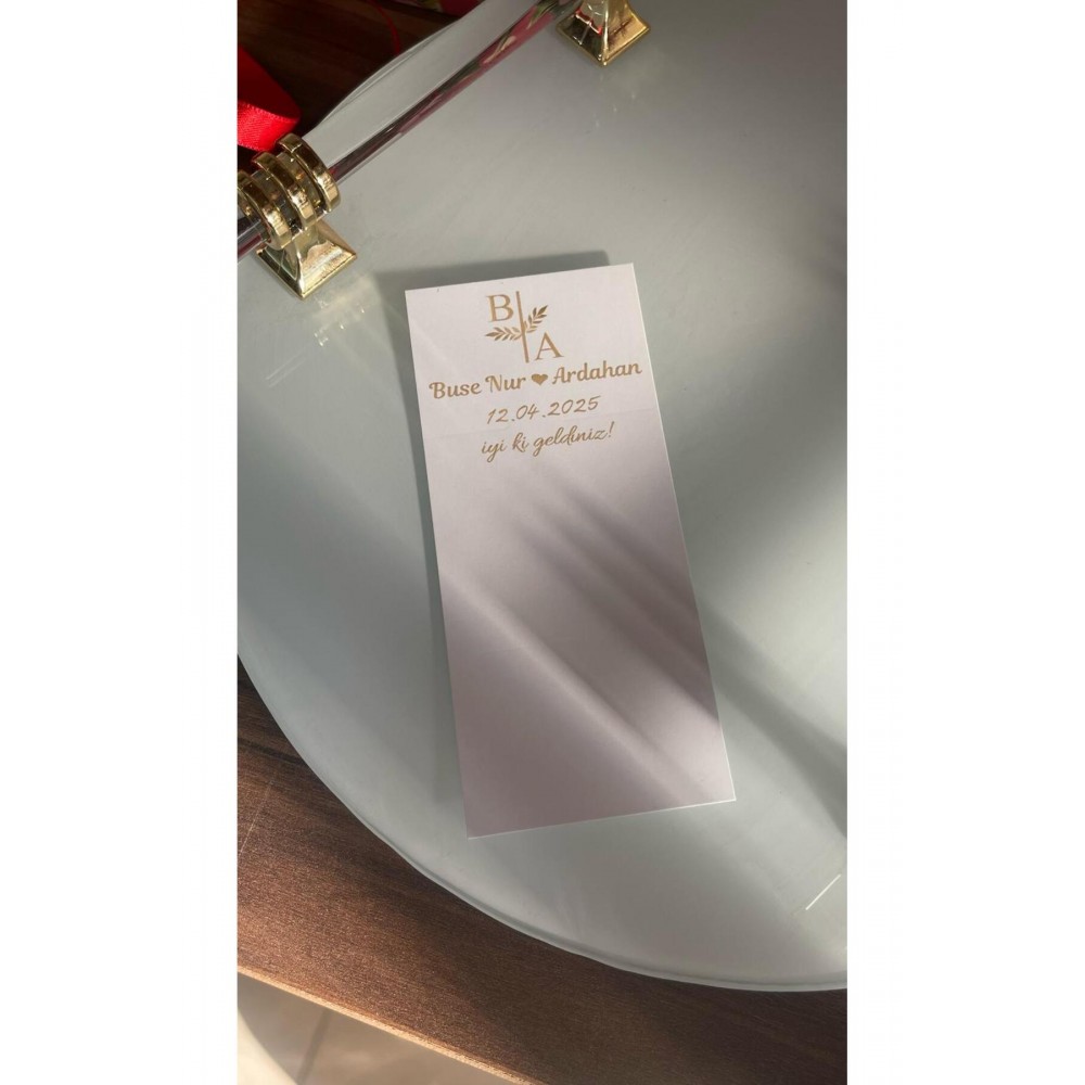 Toka, Mum Kartı ve Masa Kartı Gold Yazılı 5x12 cm 105 Adet - Arletikettasarım