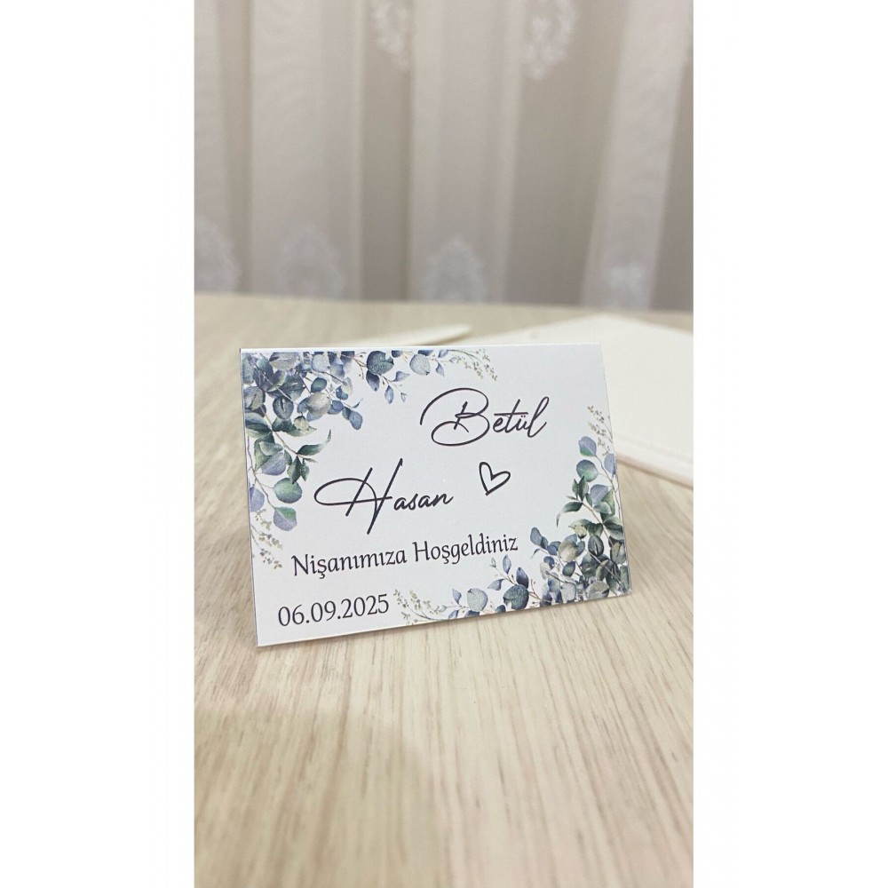 Söz, Kına, Nişan, Düğün Bükmeli Masa Kartı 8x10 cm 25 Adet - Arletikettasarım
