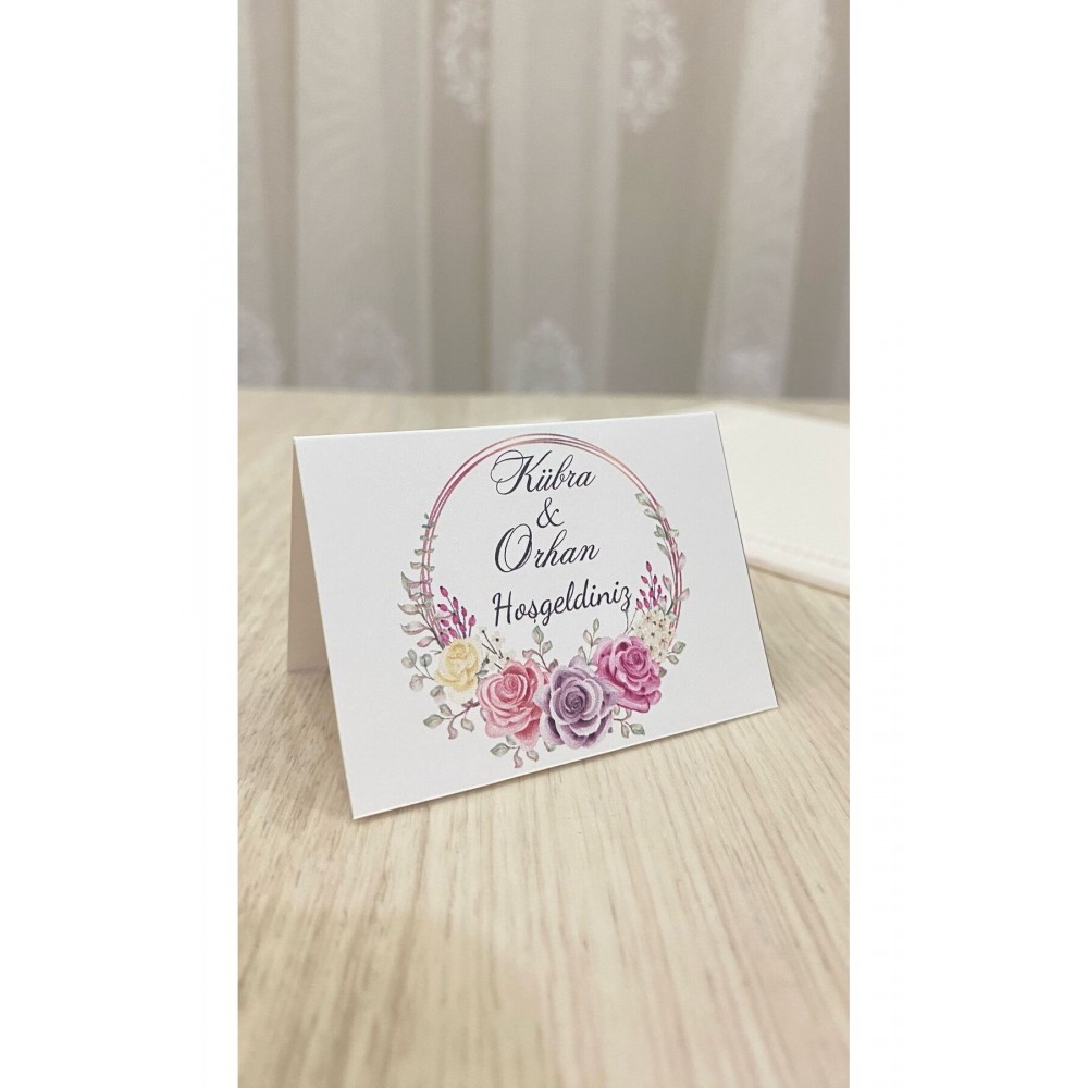 Söz, Kına, Nişan, Düğün Bükmeli Masa Kartı 8x10 cm 25 Adet - Arletikettasarım