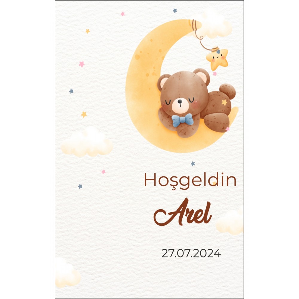Yenidoğan Ayıcıklı Anahtarlık Kartı 9,5x15 cm - Arletikettasarım