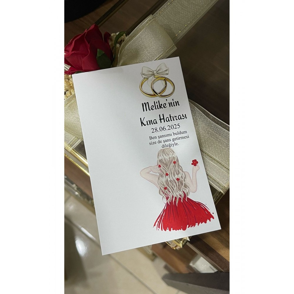 Kına Hatırası Anahtarlık Kartı 9,5x15 cm 49 Adet - Arletikettasarım