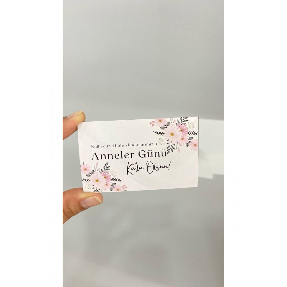 Anneler Günü Teşekkür Kartı 5x8 cm 100 Adet - Arletikettasarım