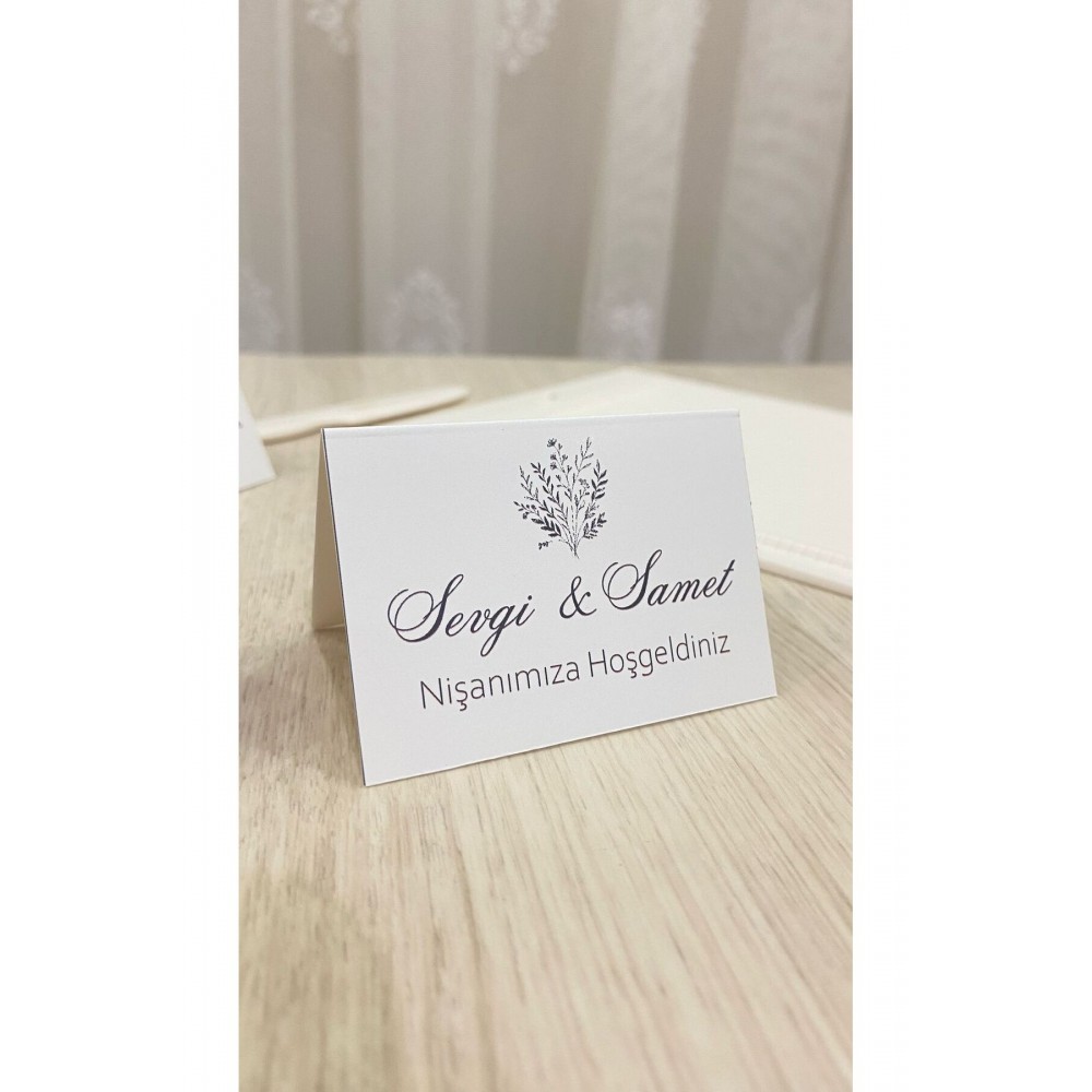 Söz, Kına, Nişan, Düğün Bükmeli Masa Kartı 8x10 cm 25 Adet - Arletikettasarım