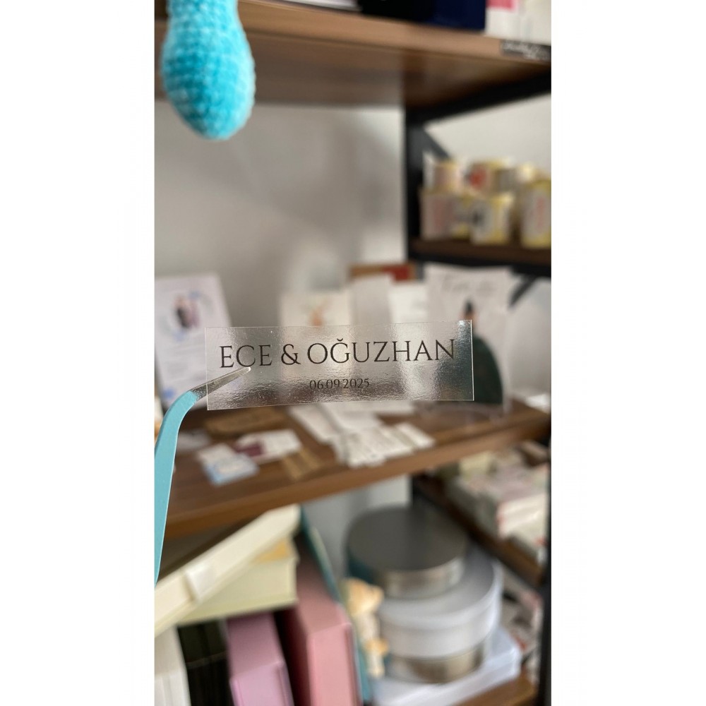 Şeffaf Etiket Kişiye Özel Yapışkanlı 1,5x6 cm 108 Adet -Arletikettasarim